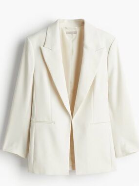 H&M Tailored Open Blazer Jacket-WHITE-Like New